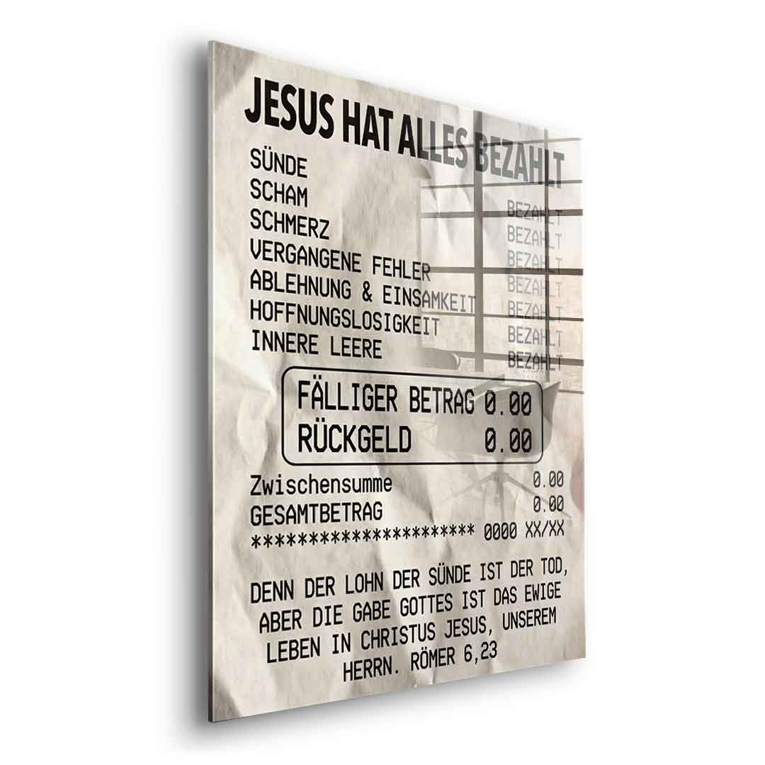 Jesus Paid it All - Acrylglas