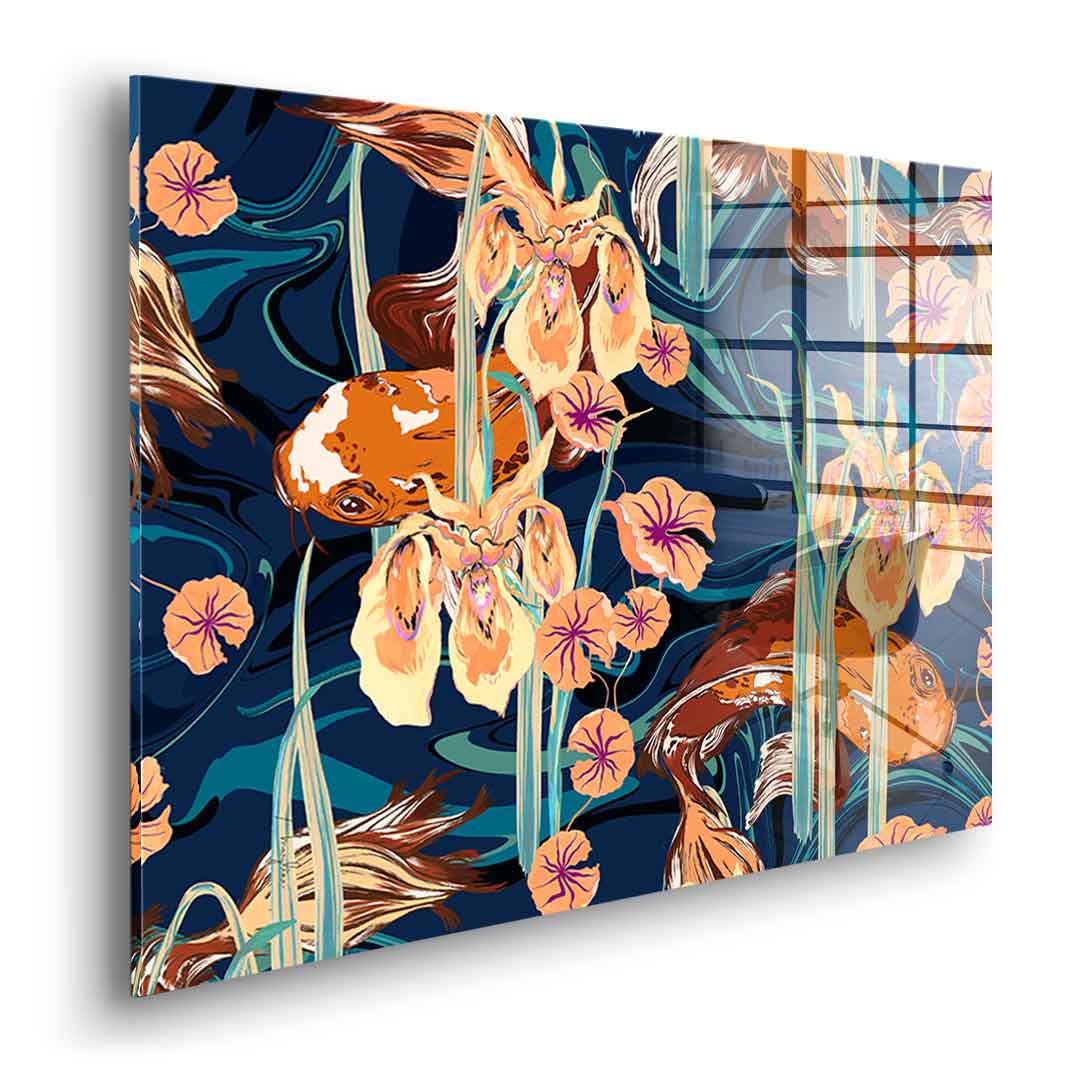 Koi Flower Spin - Acrylglas