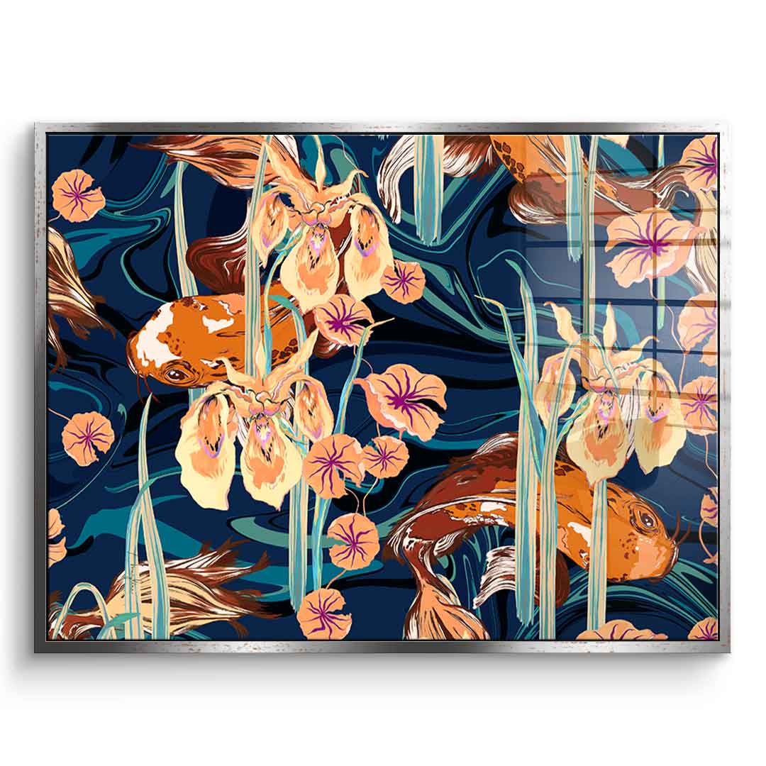 Koi Flower Spin - Acrylglas