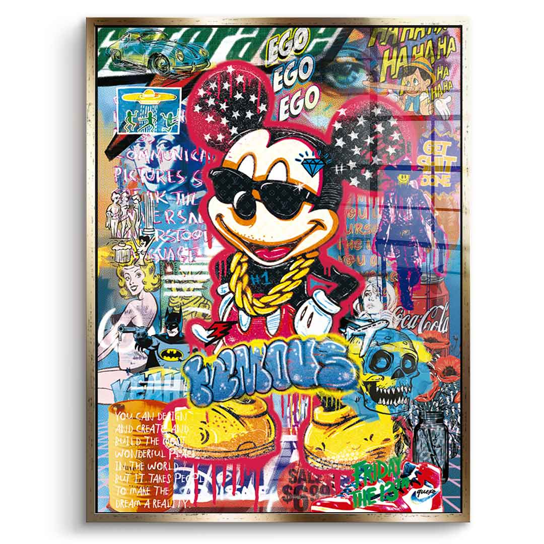 Mickey gold chain - Acrylglas