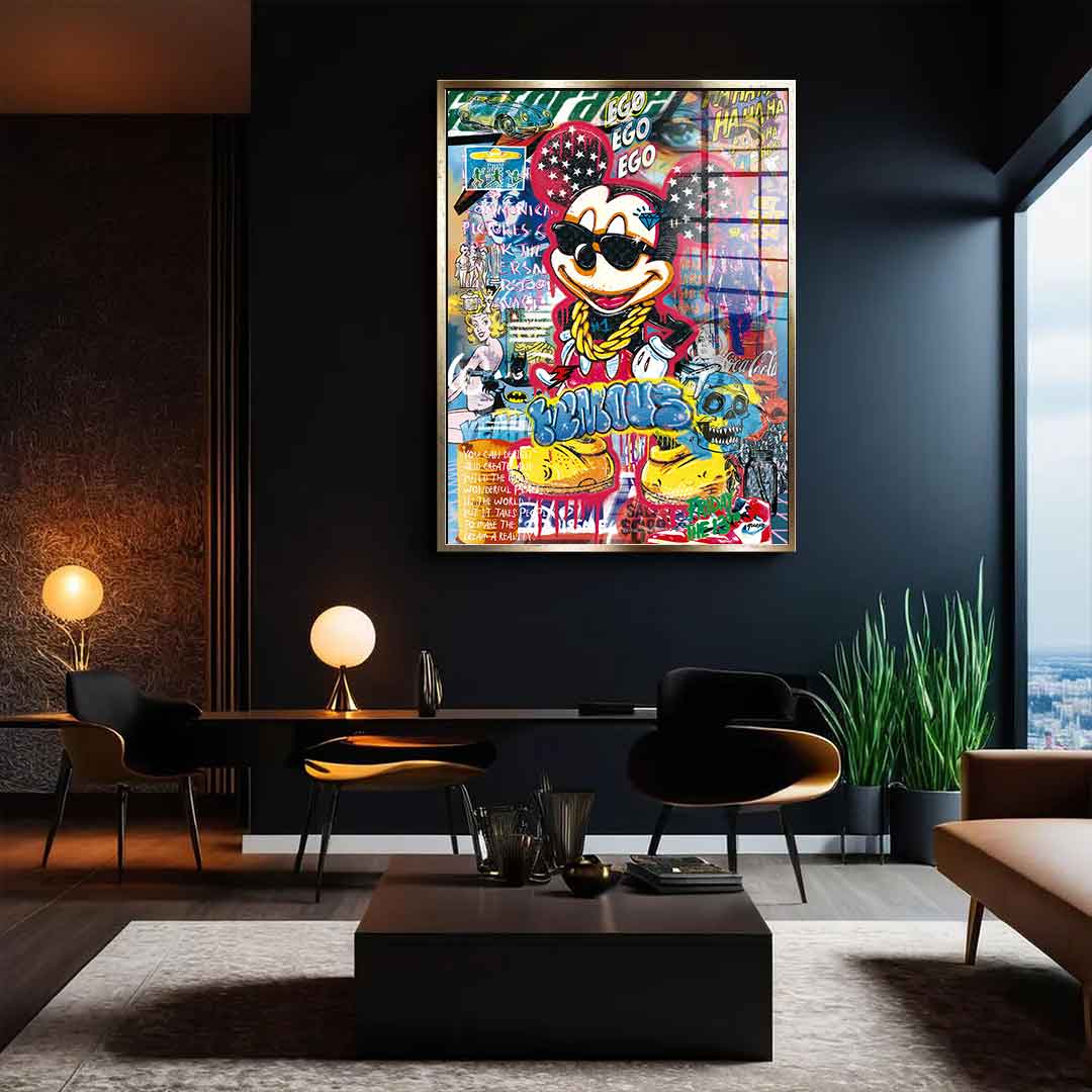 Mickey gold chain - Acrylglas