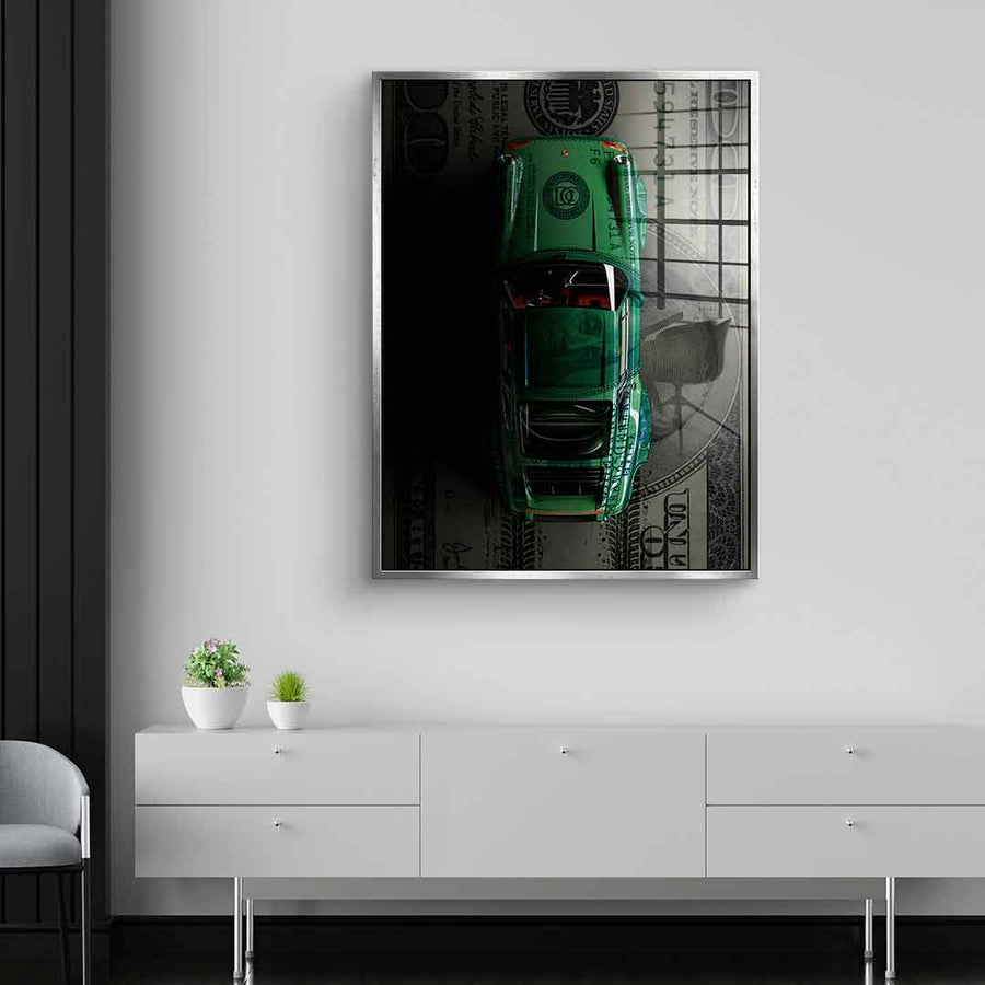 Green Dollar Car - szkło akrylowe