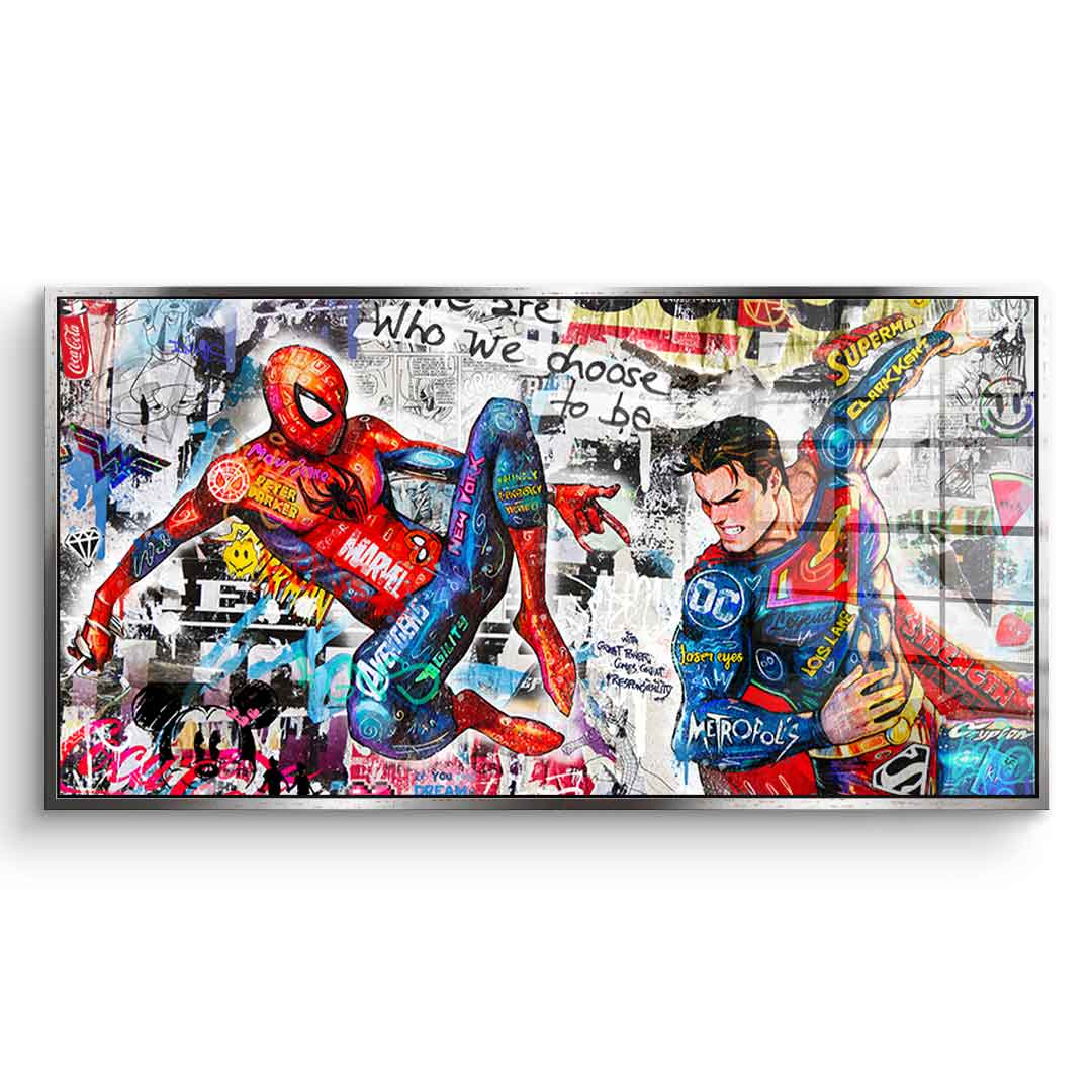Superman meets Spiderman - Acrylglas