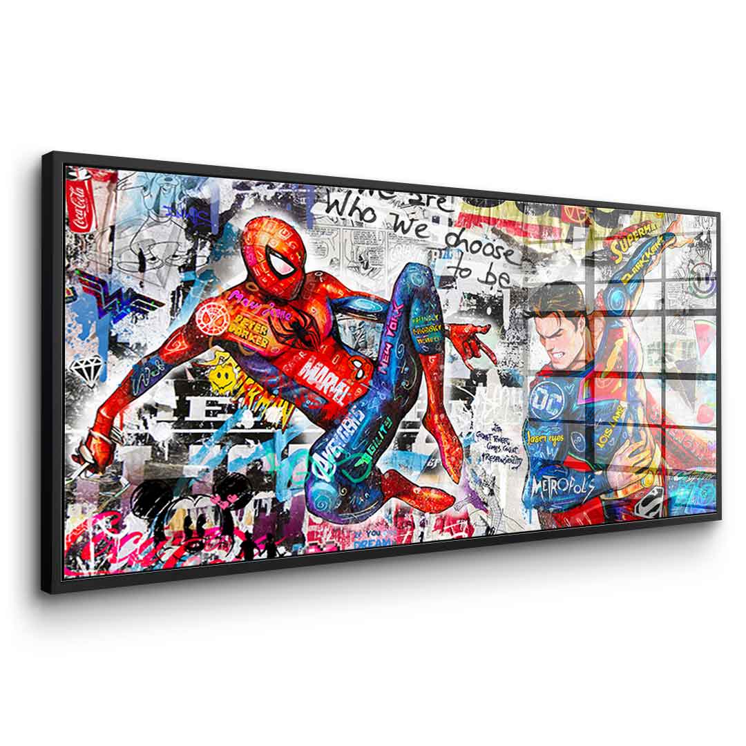 Superman meets Spiderman - Acrylglas
