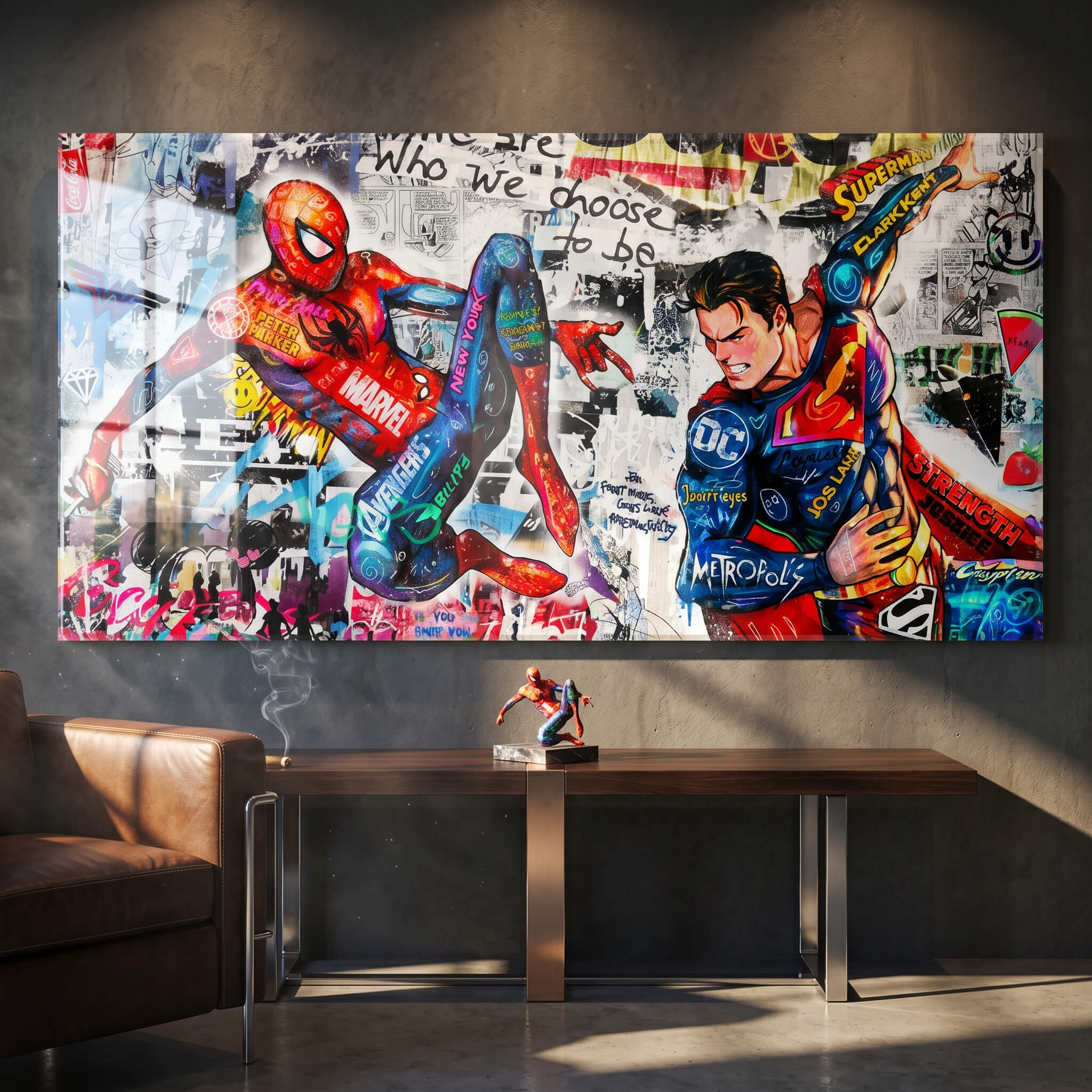 Superman meets Spiderman - Acrylglas