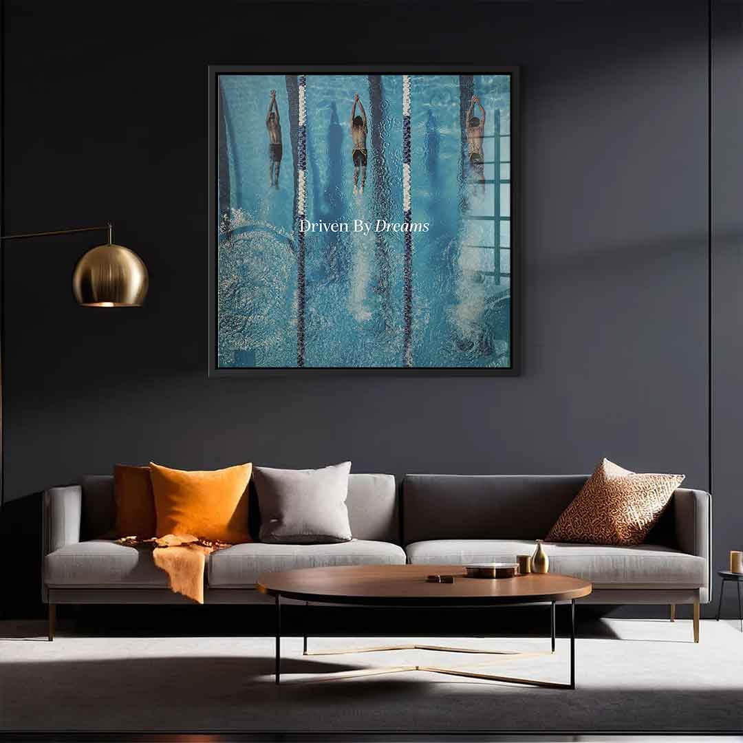 Driven by dreams #Swiming - Square Edition - Acrylic glass print