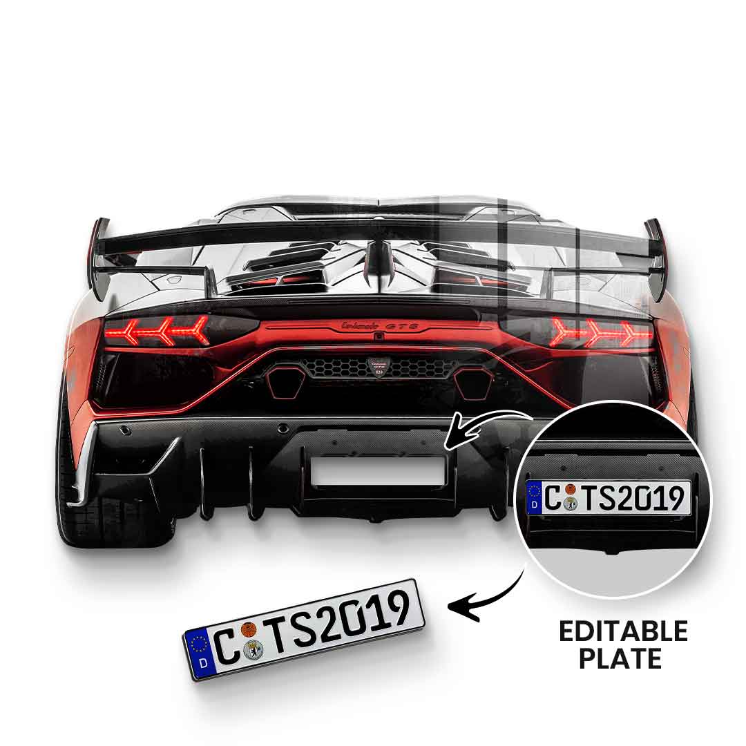 Wandskulptur Lambo Backside - Acrylglas - Personalisierbar