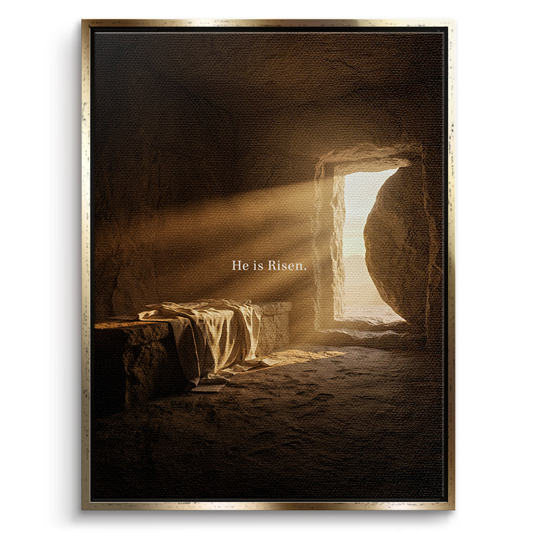 He is Risen Leinwandbild Gold Rahmen