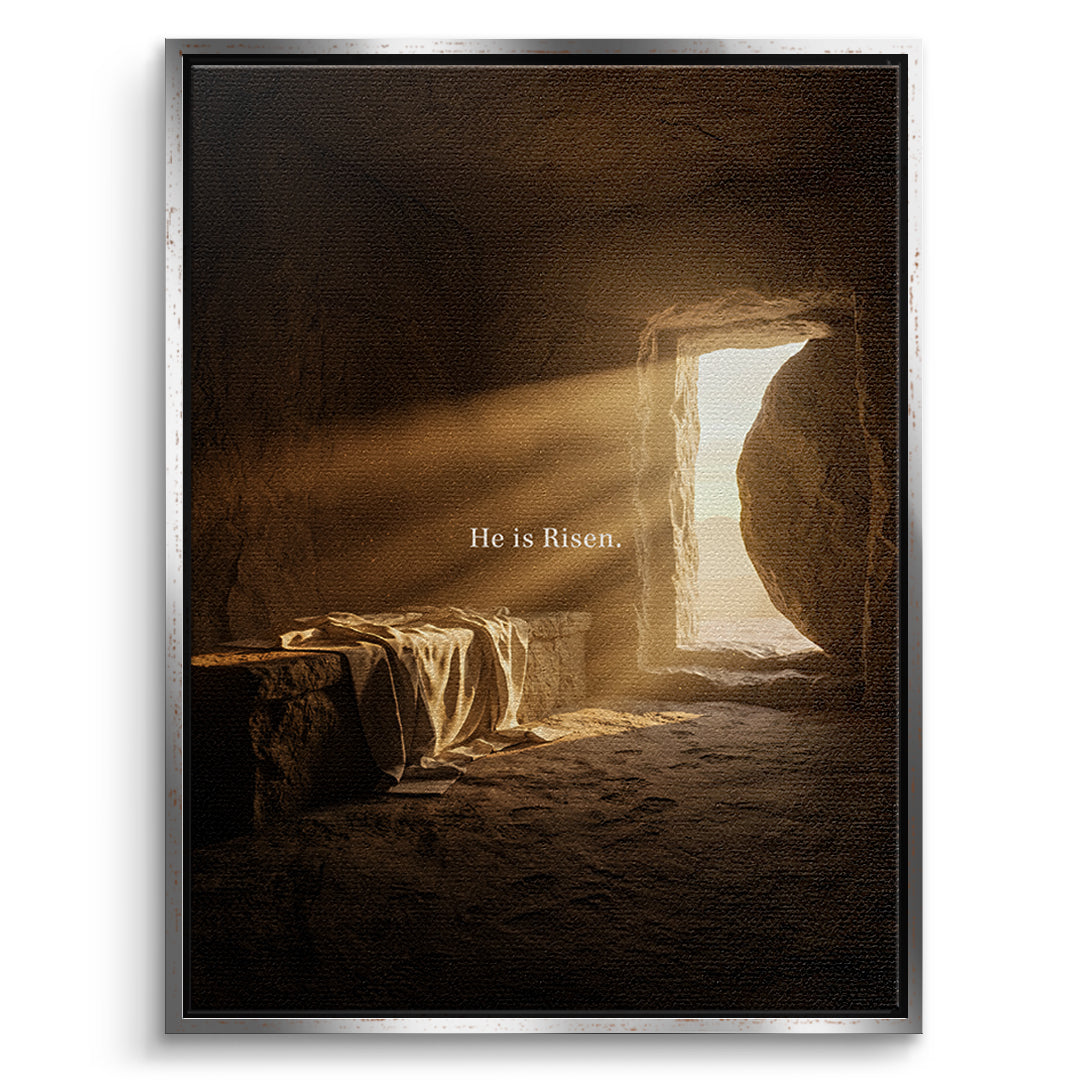 He is Risen Leinwandbild Silber Rahmen