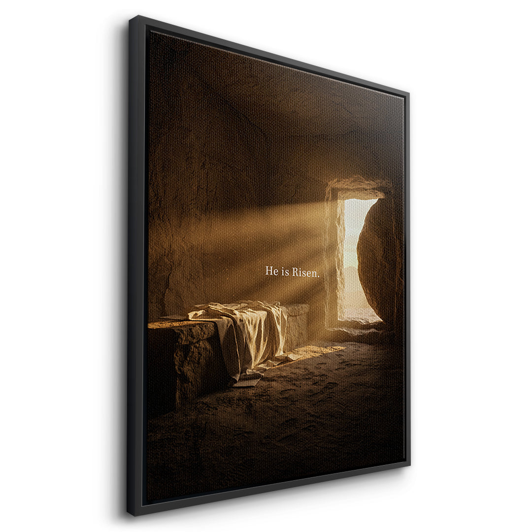 He is Risen Leinwandbild Seitenansicht Schwarz Rahmen