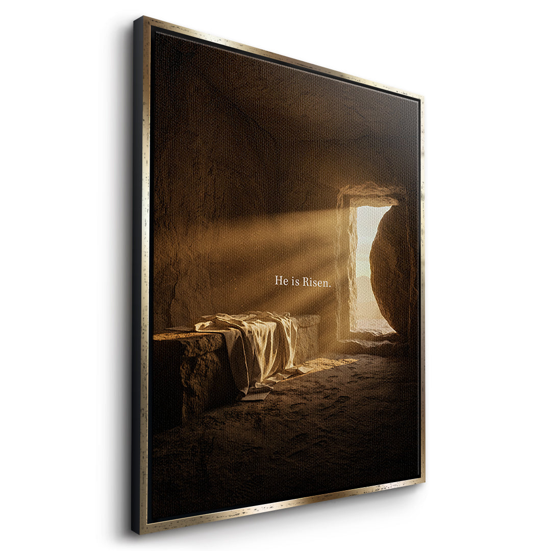 He is Risen Leinwandbild Seitenansicht Gold Rahmen
