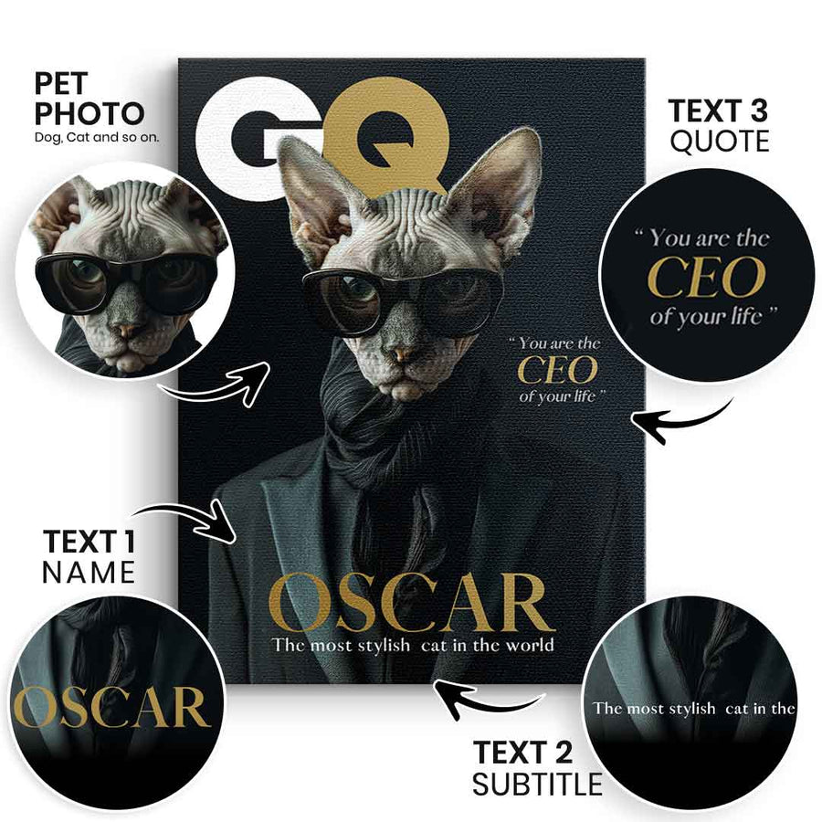 Magazyn GQ Portret Zwierzęcia Personalizowany