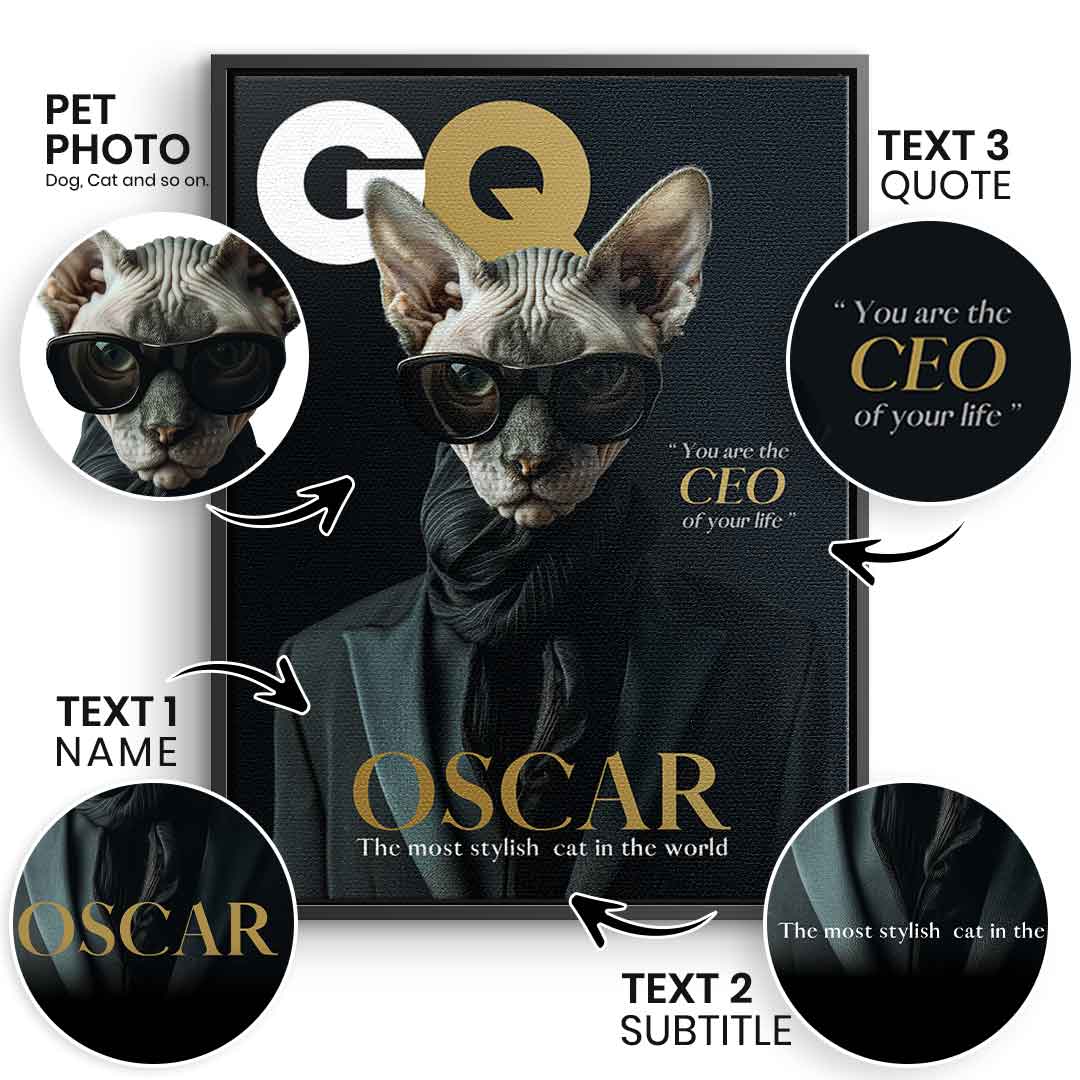 Magazyn GQ Portret Zwierzęcia Personalizowany