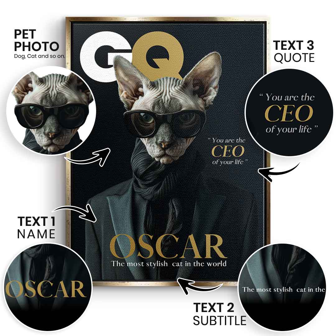 Magazyn GQ Portret Zwierzęcia Personalizowany