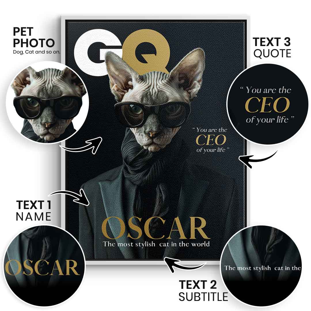Magazyn GQ Portret Zwierzęcia Personalizowany