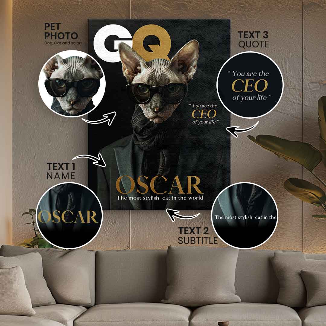 Magazyn GQ Portret Zwierzęcia Personalizowany