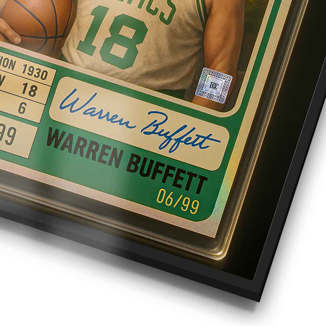 DOTCOMCANVAS Warren Buffett Basketball Card Poster - Detail-Frame-Vertical