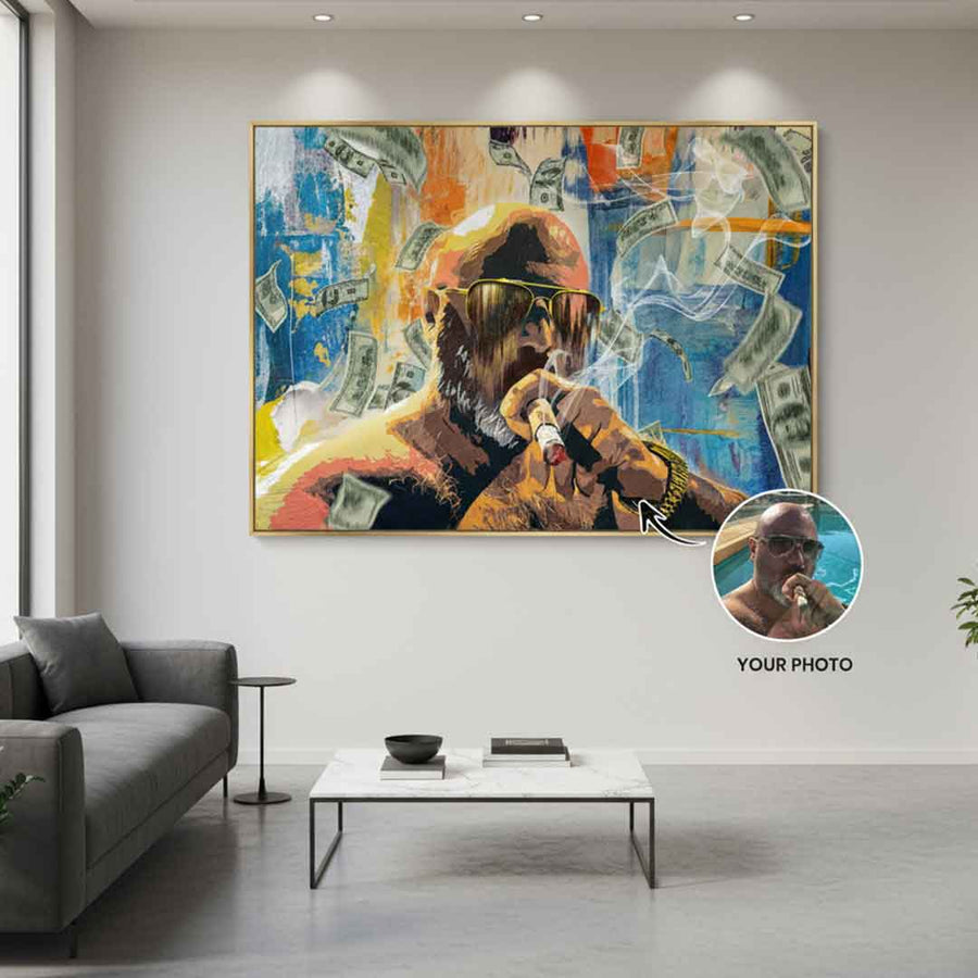 Deszcz pieniędzy Portret - Plakat - Personalizowany