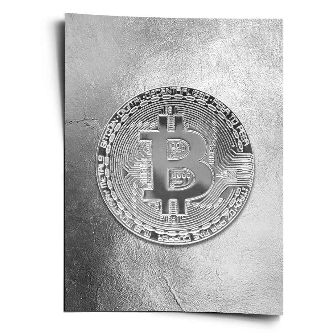 Srebrny Bitcoin - Plakat
