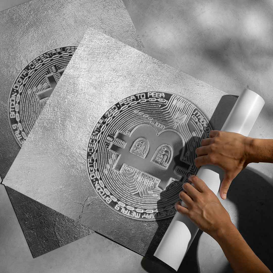 Srebrny Bitcoin - Plakat