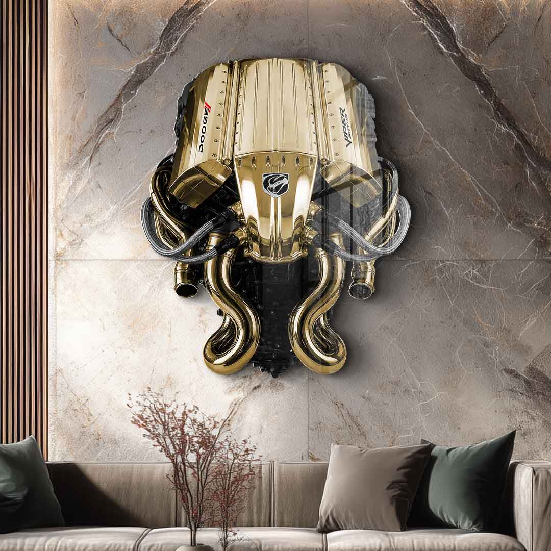 Wall sculpture Dodge Viper V 10 - gold leaf