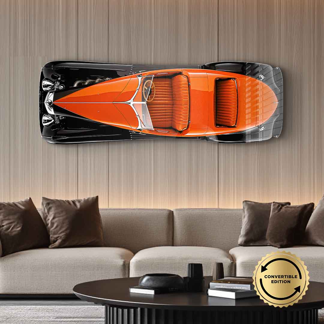 Rzeźba ścienna Bugatti Type 57SC Atlantic - szkło akrylowe