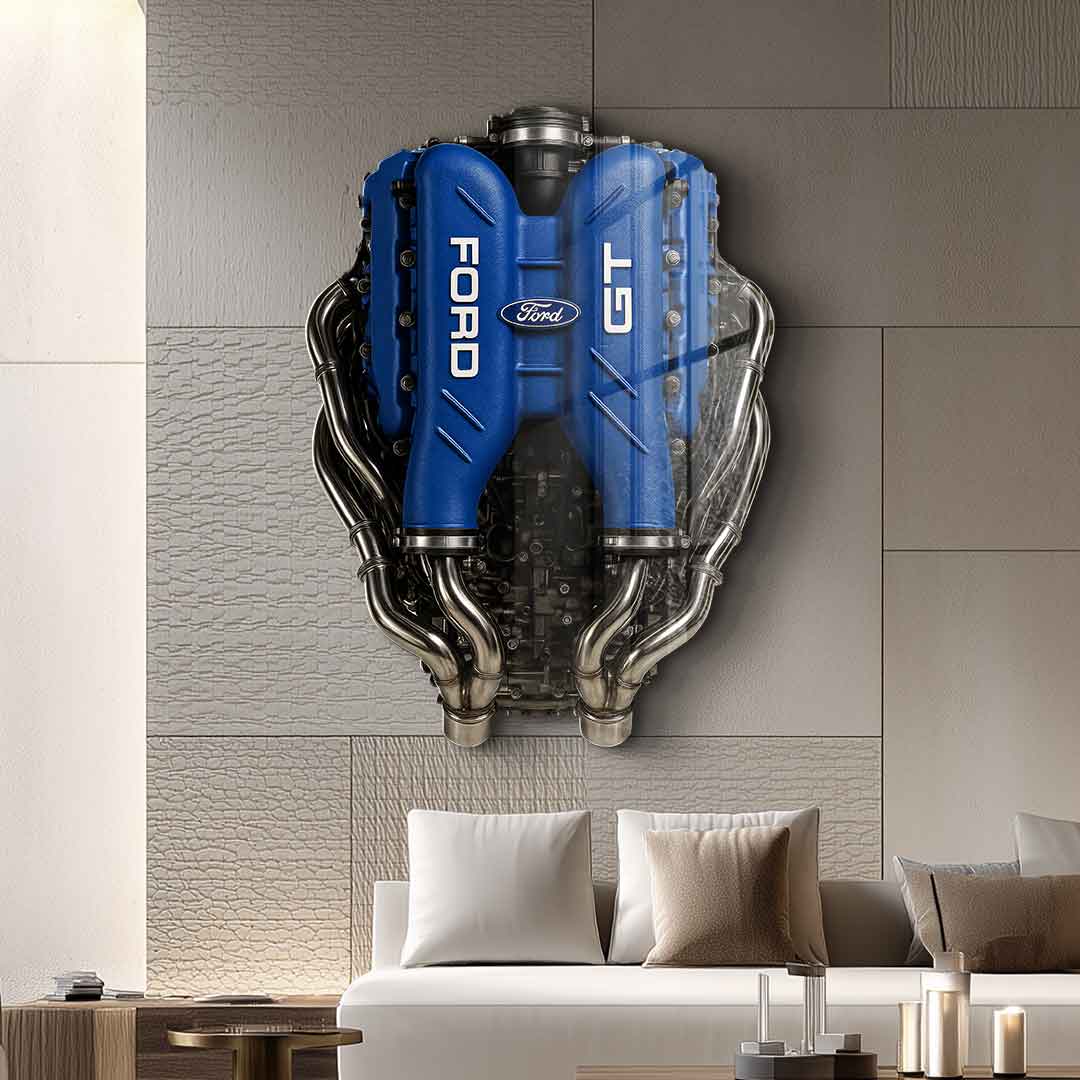 Wall sculpture Ford GT Engine - Acrylic glass