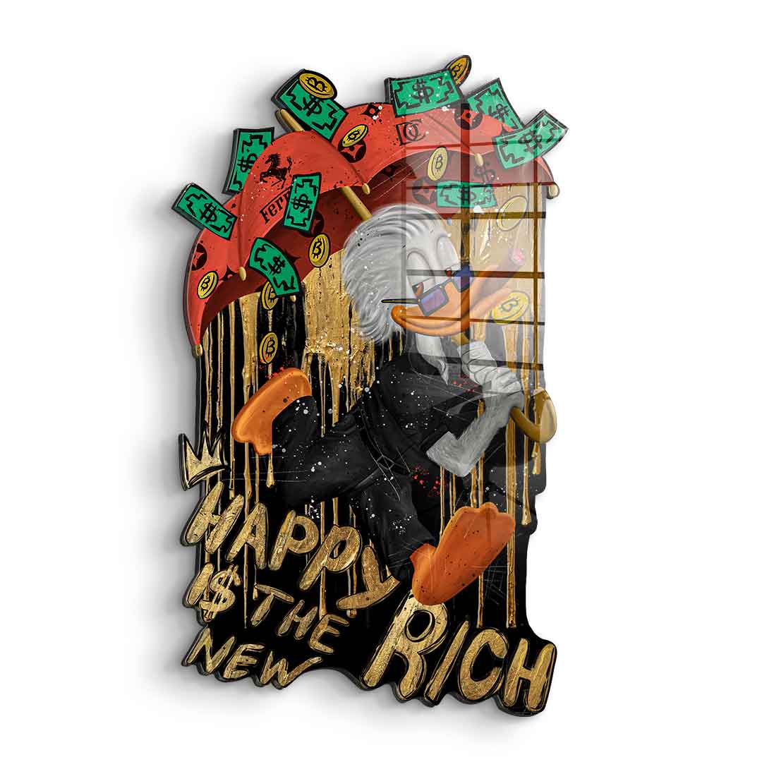 DOTCOMCANVAS Wandskulptur Happy is the new Rich - Blattgold – Frontansicht