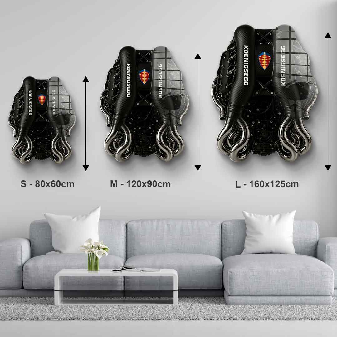 Wandskulptur Koenigsegg Engine - Acrylglas