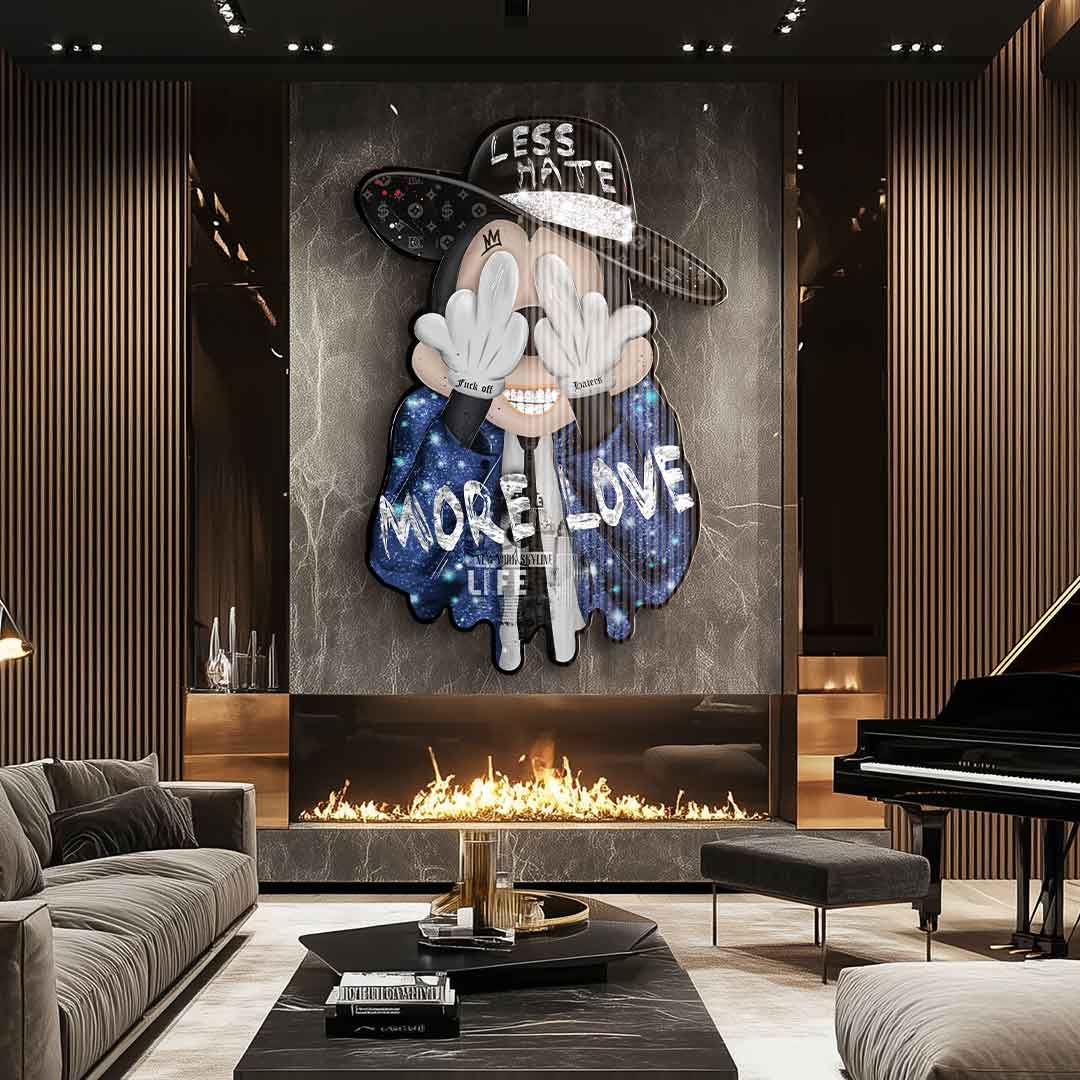Wandskulptur Less Hate More Love - Acrylglas
