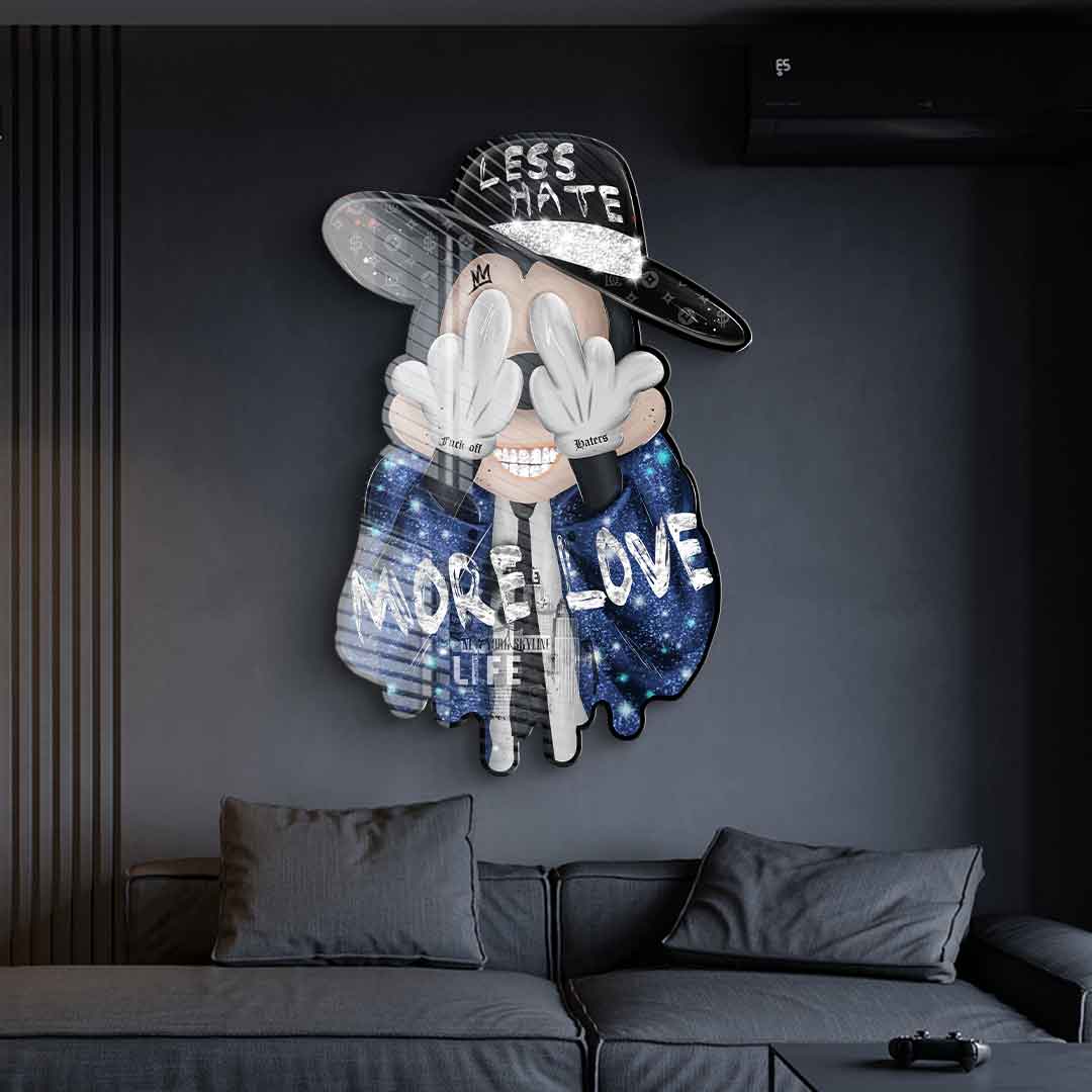 Wandskulptur Less Hate More Love - Acrylglas