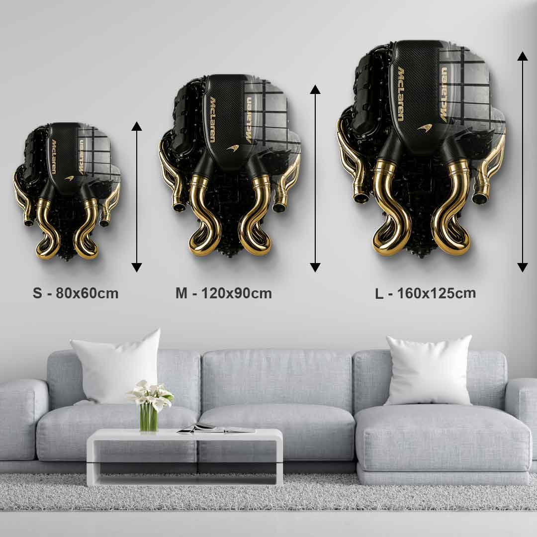 Wall sculpture Maclaren Engine - gold leaf