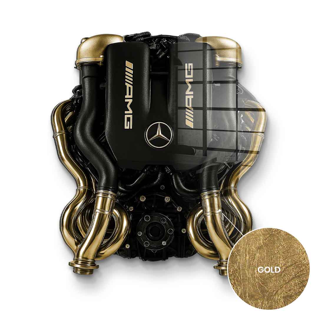 Wall sculpture Mercedes V8 Engine - gold leaf image