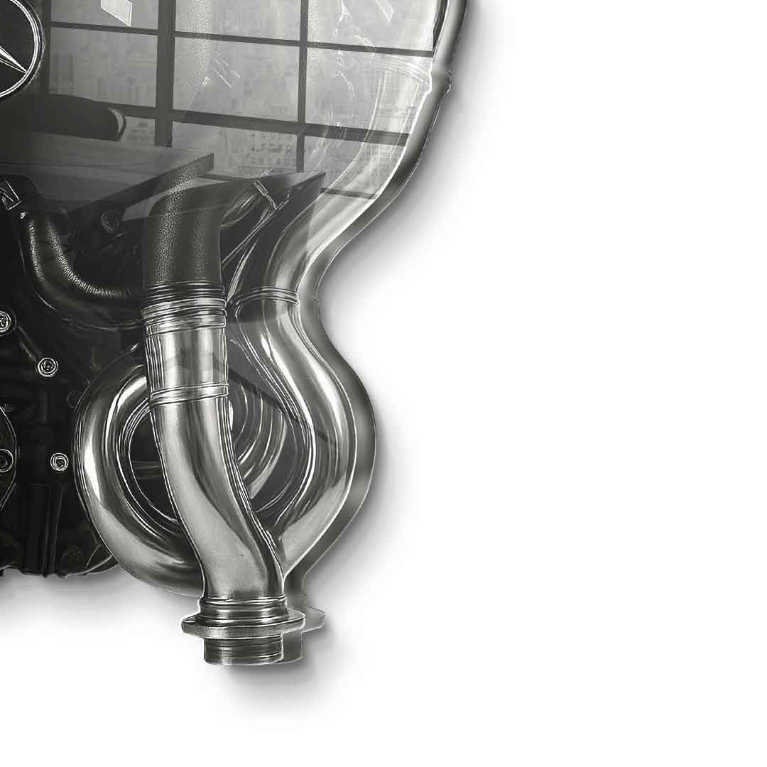 Rzeźba ścienna Silnik Mercedes V8 - szkło akrylowe