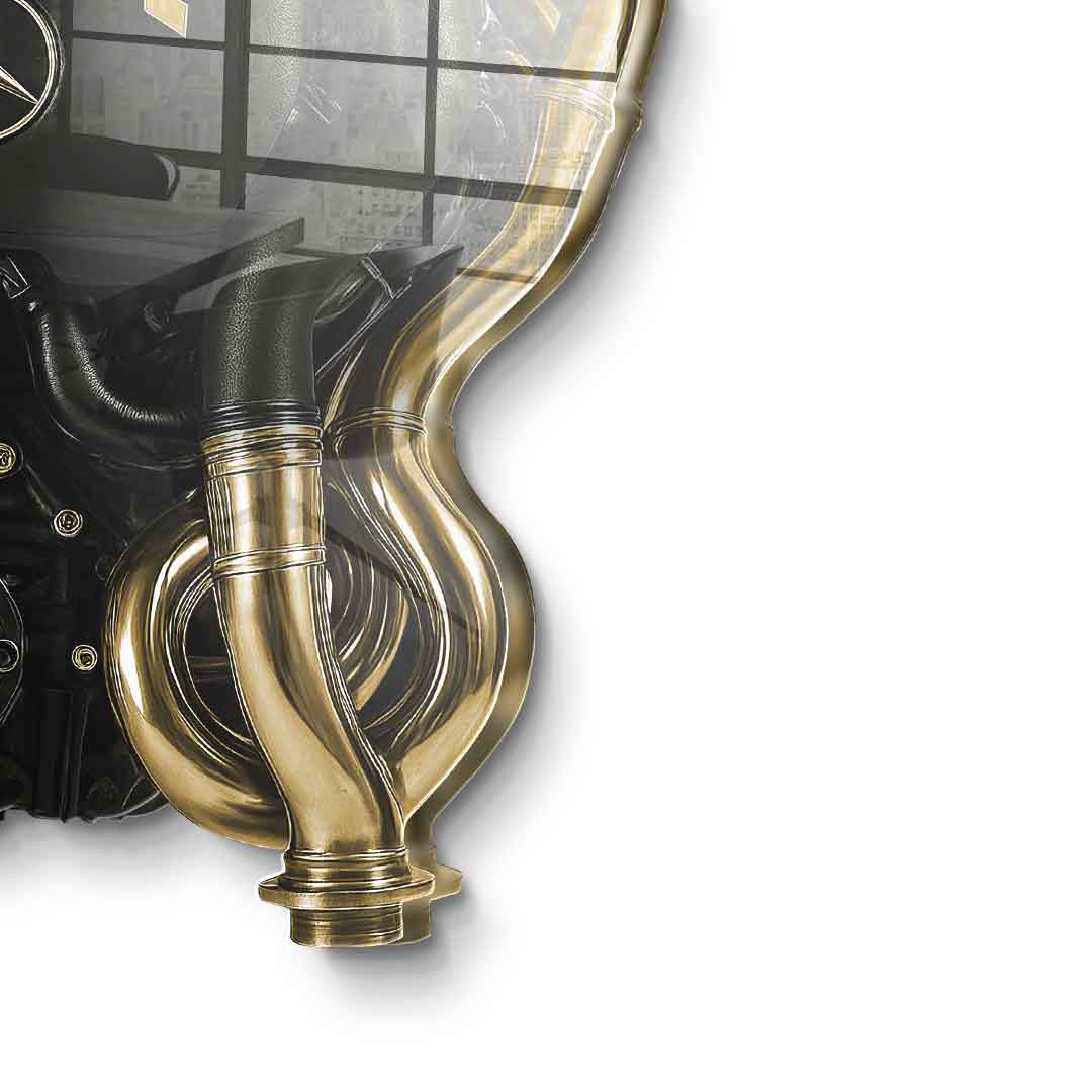 Wall sculpture Mercedes V8 Engine - gold leaf image