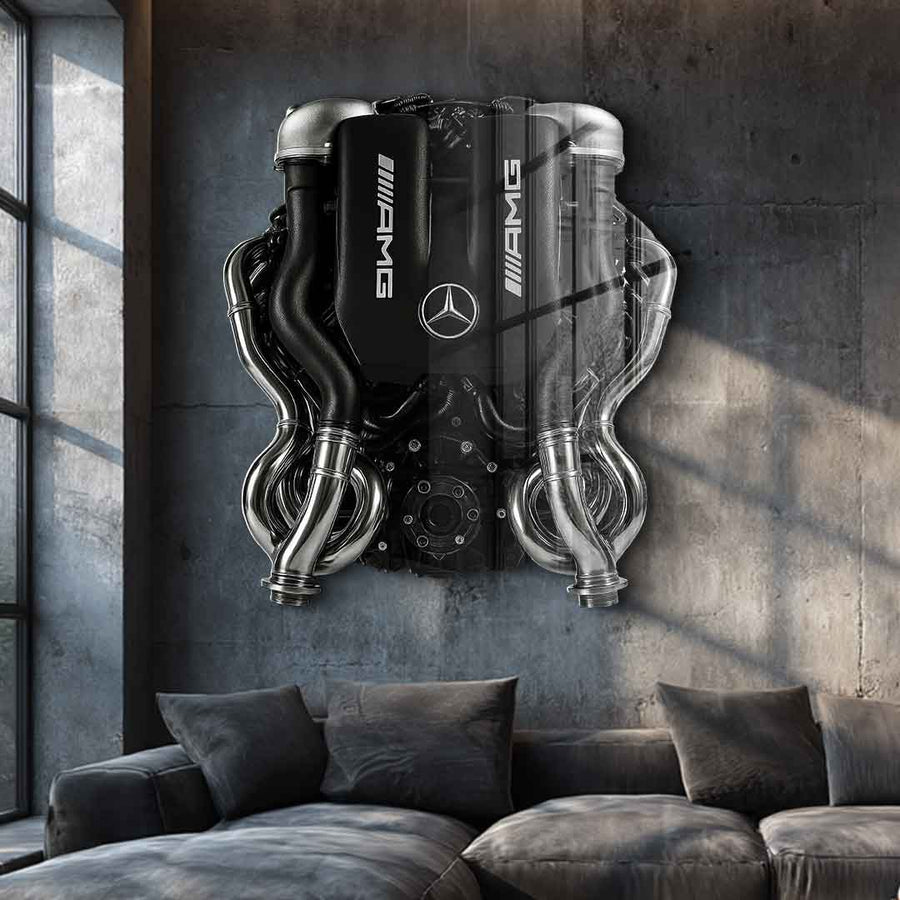 Wall sculpture Mercedes V8 Engine - Acrylic glass