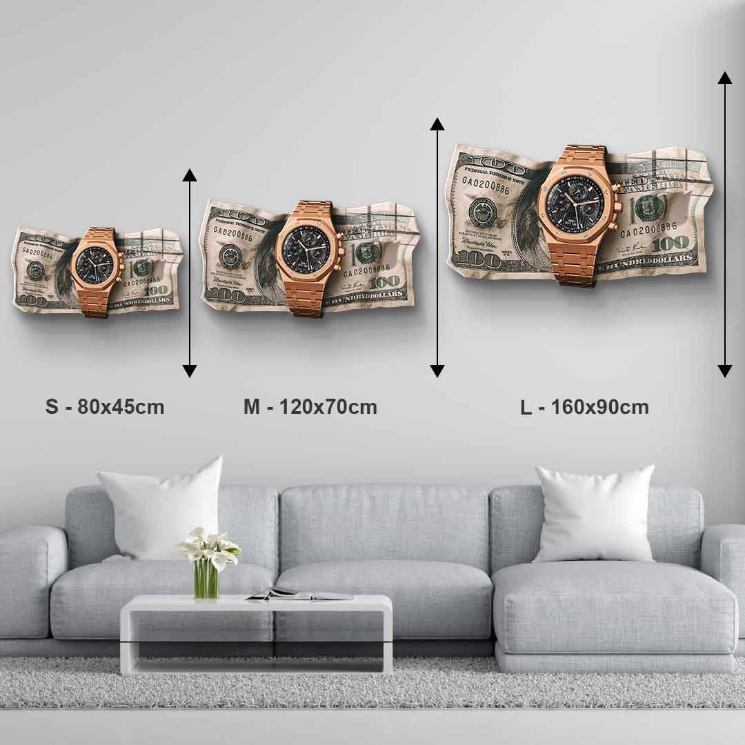 Wall sculpture Money Buys Time - Acrylic glass