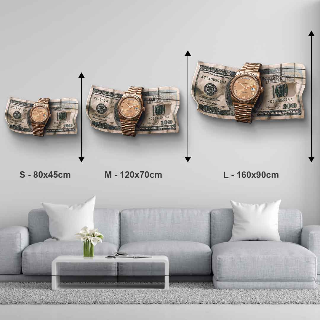 Wall sculpture Time is Money - Acrylic glass