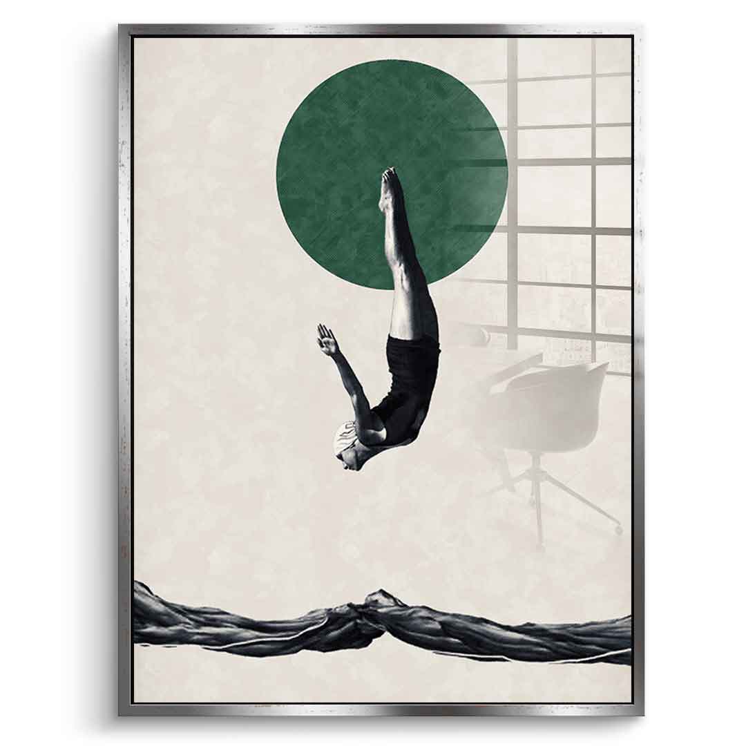 DOTCOMCANVAS® Dive Acrylglasbild – Vorderansicht schwarzer Rahmen