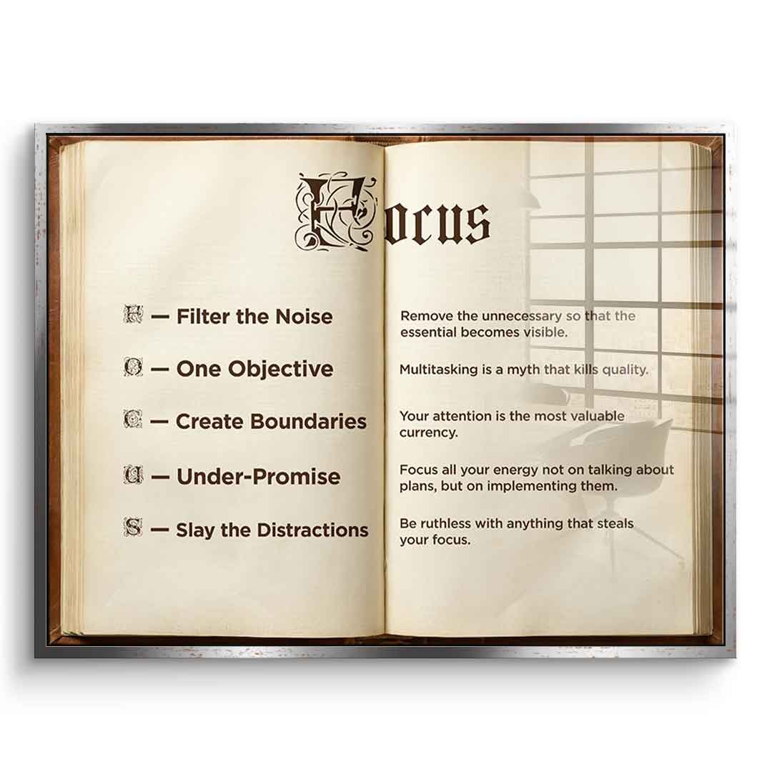 DOTCOMCANVAS® Focus book Acrylglasbild – Vorderansicht goldener Rahmen