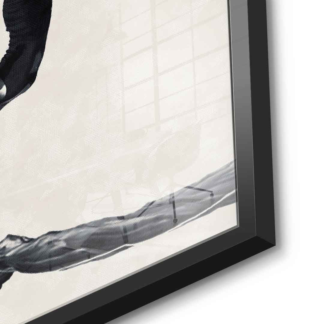 DOTCOMCANVAS® Dive Acrylglasbild – Detailansicht schwarzer Rahmen