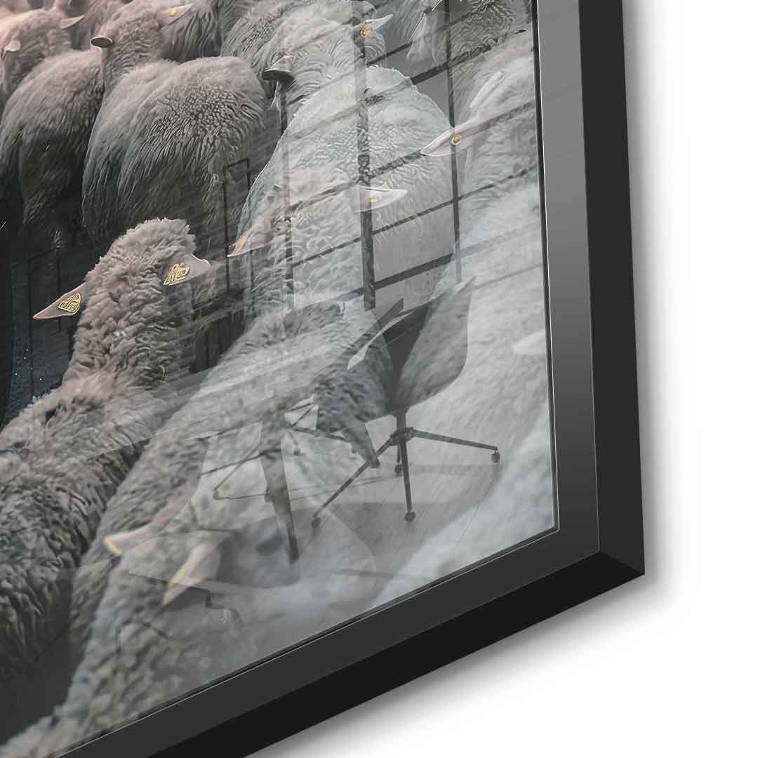 Porshe & Sheeps Acrylglasbild Detailaufnahme Druckqualität