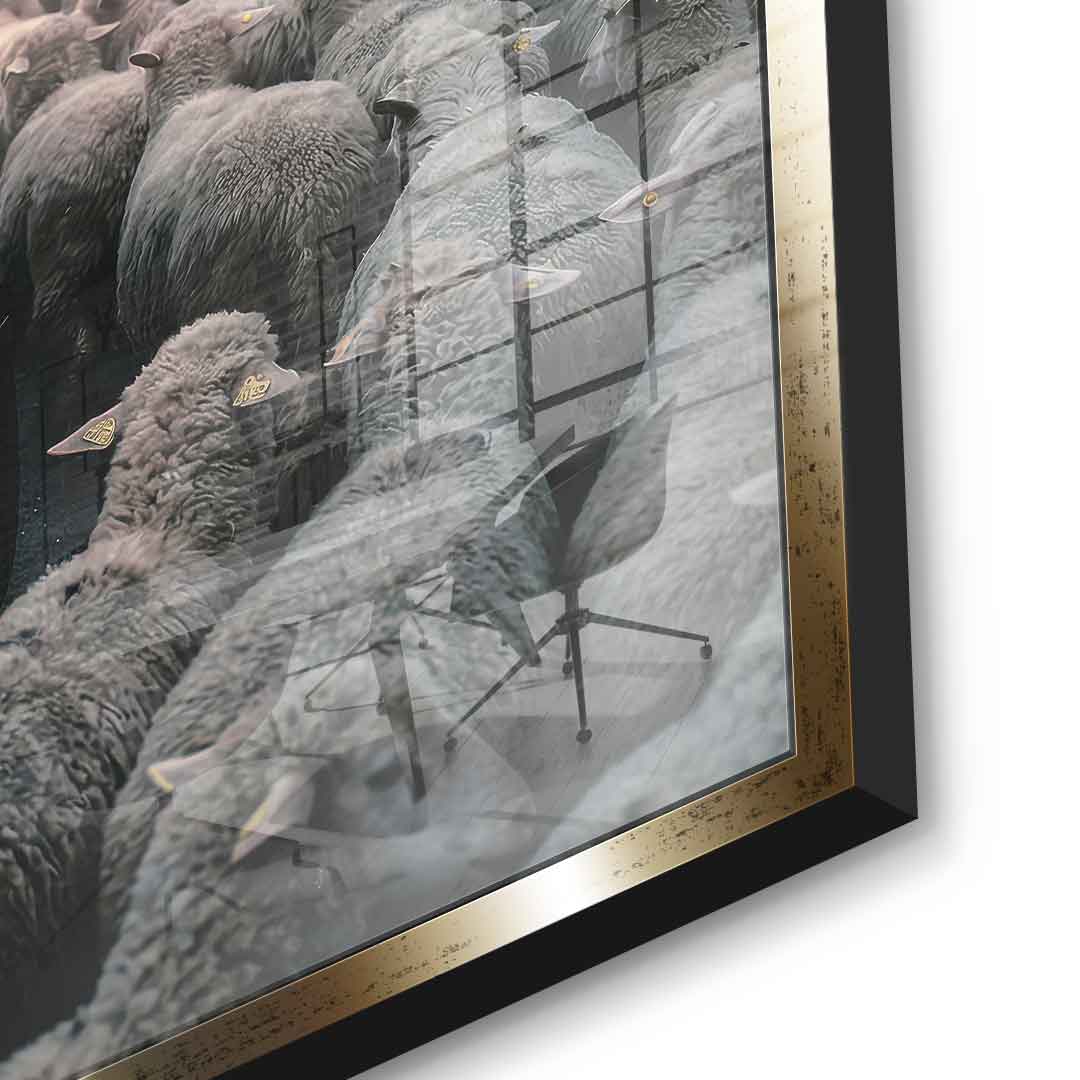 Porshe & Sheeps Acrylglasbild Detailaufnahme Motiv