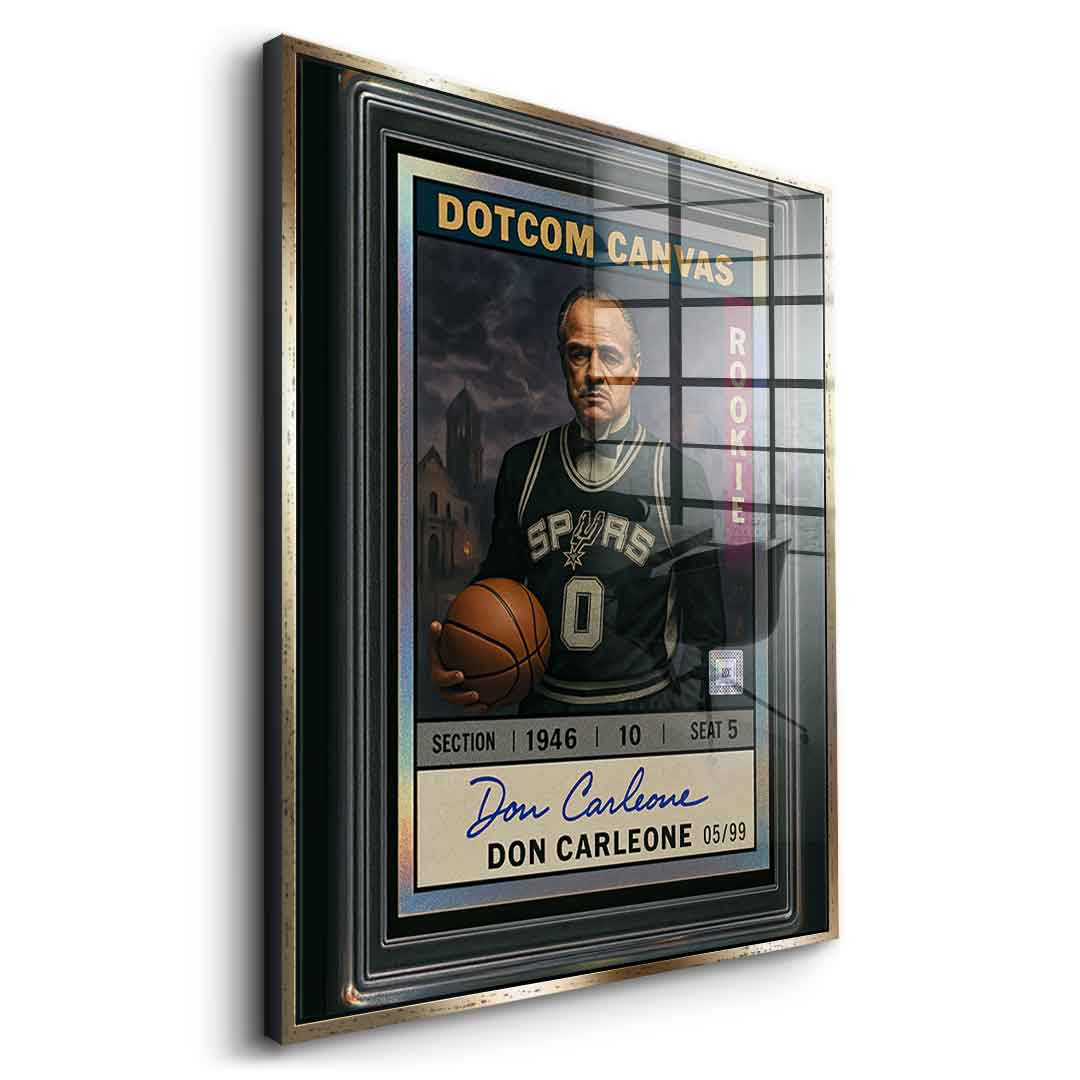 DOTCOMCANVAS Acrylglasbild Don Carleone Basketball Card Pop Art Seitenansicht mit silbernem Rahmen