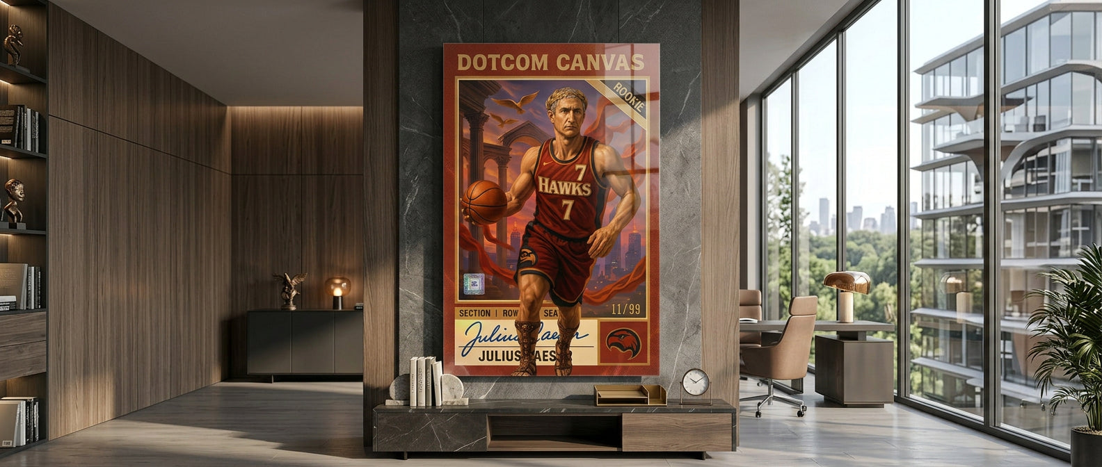 DOTCOMCANVAS Julius Caesar Basketball Card Acrylglasbild Pop Art Banner