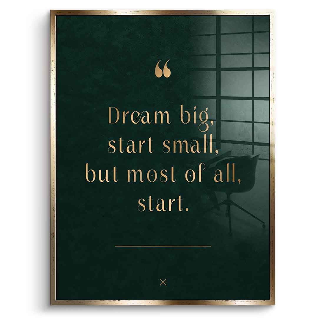 DOTCOMCANVAS Dream Big Acrylglasbild mit goldenem Premium-Rahmen Frontansicht