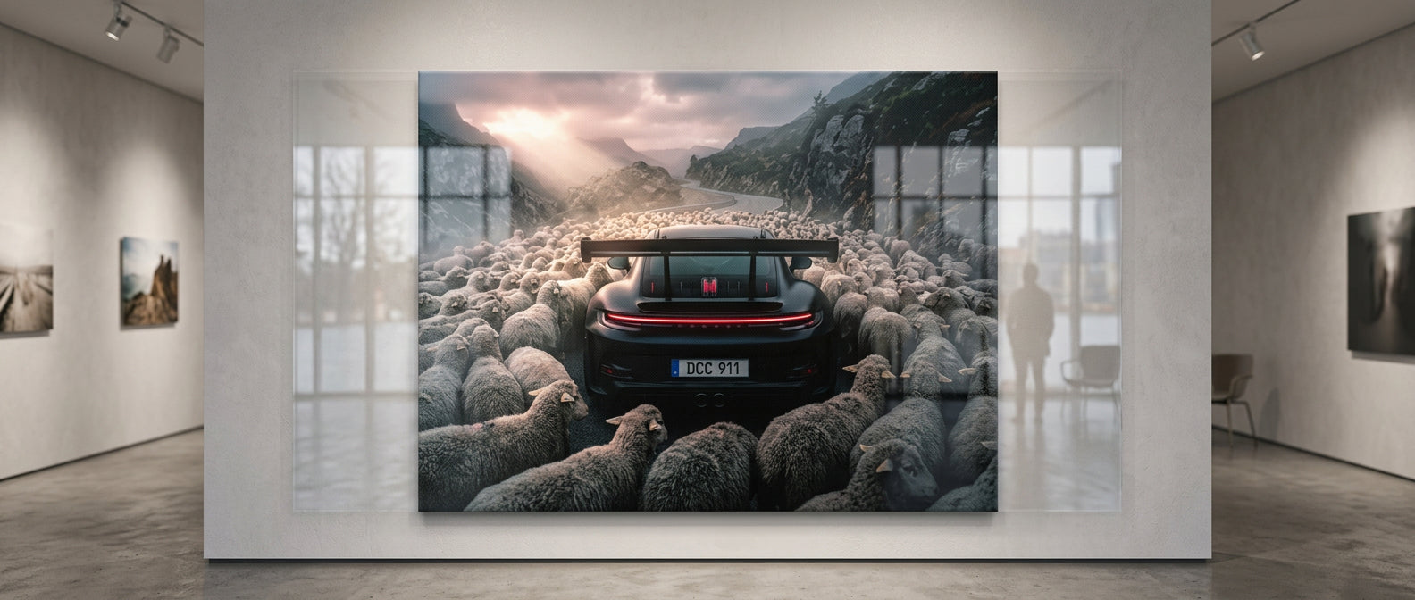 Porshe & Sheeps Acrylglasbild Banner