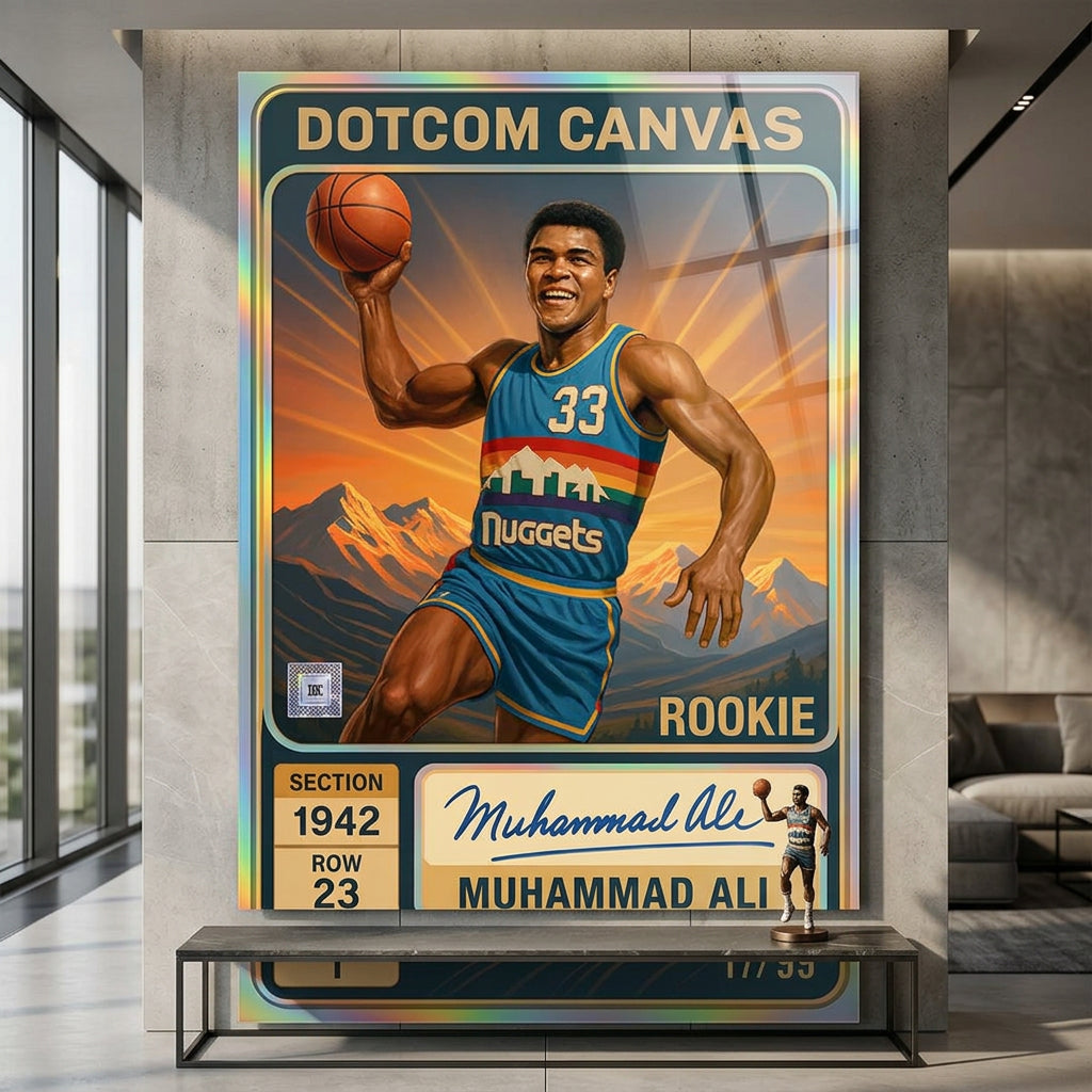DOTCOMCANVAS Pablo Escobar Basketball Card Acrylglasbild Pop Art Wandbild im Raum