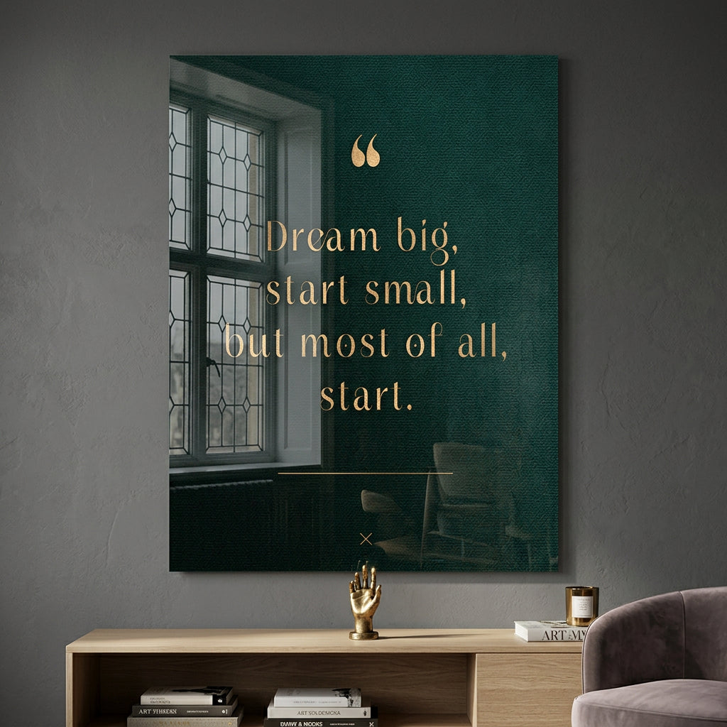 DOTCOMCANVAS Dream Big Acrylglasbild im Wohnraum – motivierendes Typografie-Wandbild