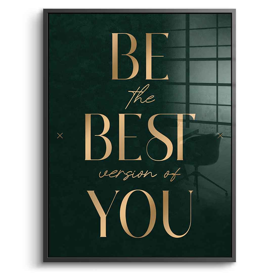 Be the Best Acrylglasbild mit schwarzem Rahmen – Motivation Typografie